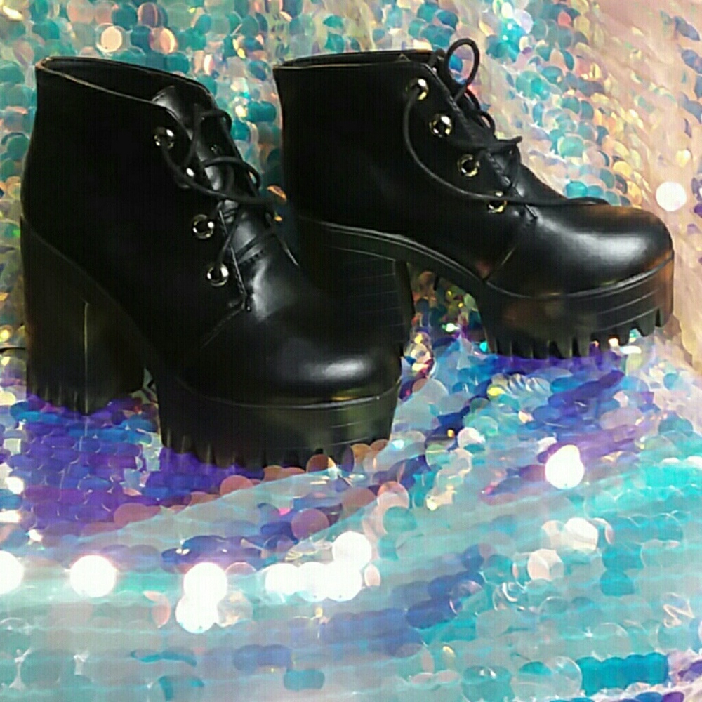 Black platform heel.